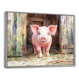 Cute Farm Pig Portrait - Pig Living Room Wall Art