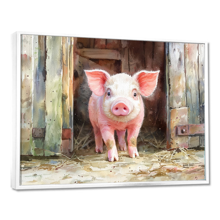 Cute Farm Pig Portrait - Pig Living Room Wall Art