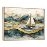 Golden Sailboat On Emerald Ocean I - Boat Wall Art Canvas Wall Art