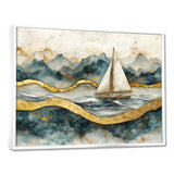 Golden Sailboat On Emerald Ocean I - Boat Wall Art Canvas Wall Art