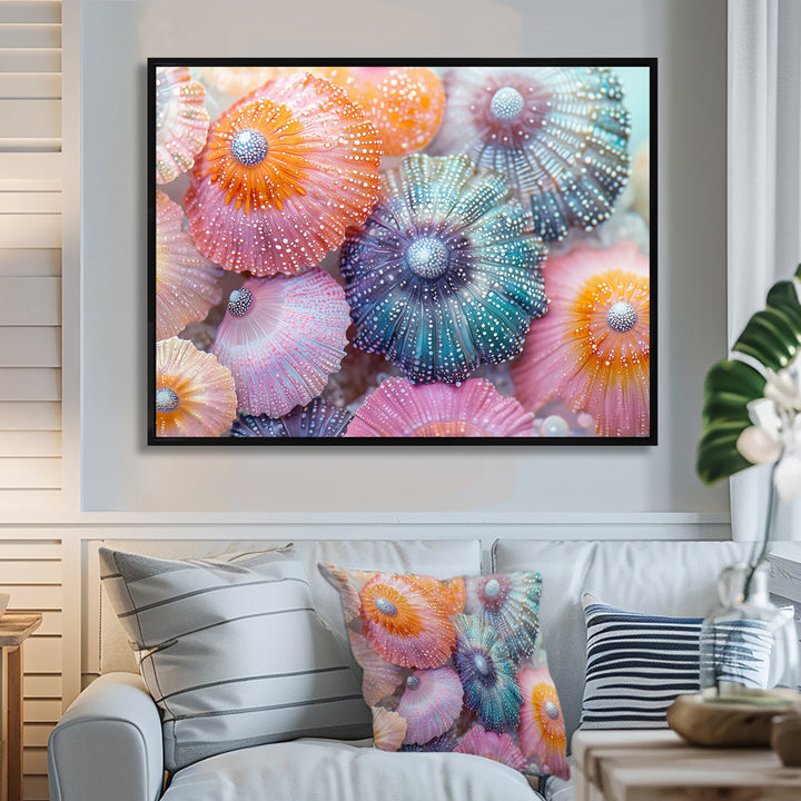 Colorful Sea Urchin In Coral Parade - Sea Urchin Living Room Wall Art