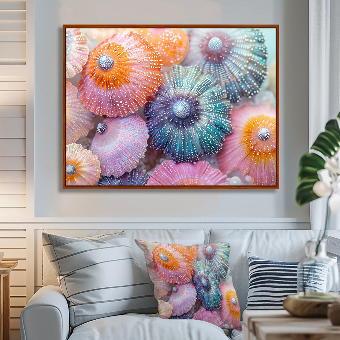Colorful Sea Urchin In Coral Parade - Sea Urchin Living Room Wall Art
