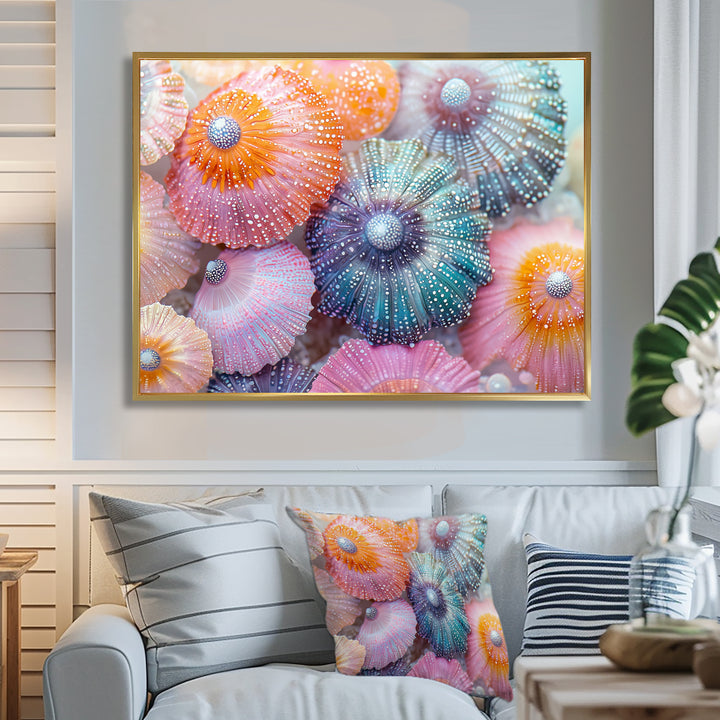 Colorful Sea Urchin In Coral Parade - Sea Urchin Living Room Wall Art