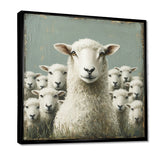 Minimalism Ewes Gaze Of Sheep Family Portrait - Sheep Canvas Wall Art