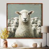 Minimalism Ewes Gaze Of Sheep Family Portrait - Sheep Canvas Wall Art