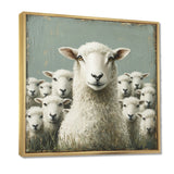 Minimalism Ewes Gaze Of Sheep Family Portrait - Sheep Canvas Wall Art