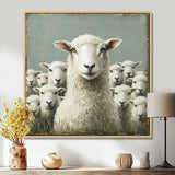 Minimalism Ewes Gaze Of Sheep Family Portrait - Sheep Canvas Wall Art