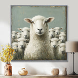 Minimalism Ewes Gaze Of Sheep Family Portrait - Sheep Canvas Wall Art