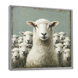 Minimalism Ewes Gaze Of Sheep Family Portrait - Sheep Canvas Wall Art