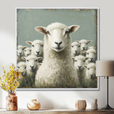 Minimalism Ewes Gaze Of Sheep Family Portrait - Sheep Canvas Wall Art