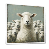 Minimalism Ewes Gaze Of Sheep Family Portrait - Sheep Canvas Wall Art