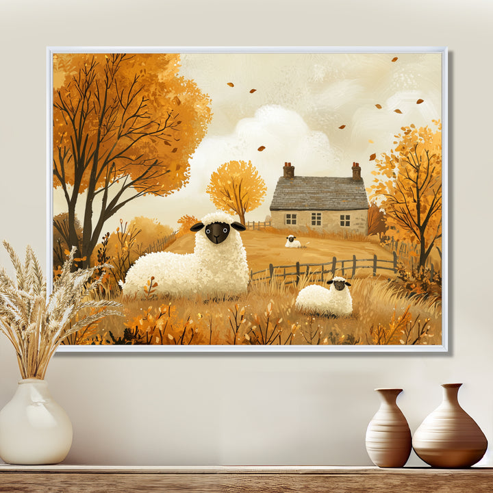 Sheep Farmyard Friends In Autumn - Sheep Wall Decor