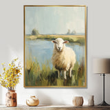 Sheep By The Pond With Gentle Breeze - Sheep Wall Art Prints
