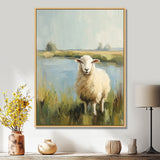 Sheep By The Pond With Gentle Breeze - Sheep Wall Art Prints