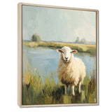 Sheep By The Pond With Gentle Breeze - Sheep Wall Art Prints