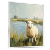 Sheep By The Pond With Gentle Breeze - Sheep Wall Art Prints