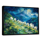 Mountain Path Of Sheep Family - White Sheep Wall Art