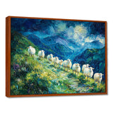 Mountain Path Of Sheep Family - White Sheep Wall Art