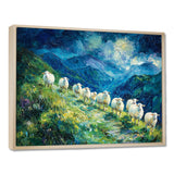 Mountain Path Of Sheep Family - White Sheep Wall Art