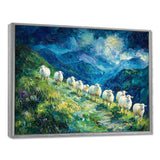 Mountain Path Of Sheep Family - White Sheep Wall Art