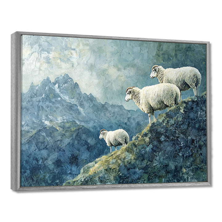 Mountain Retreat Of Sheep - Blue Sheep Wall Art