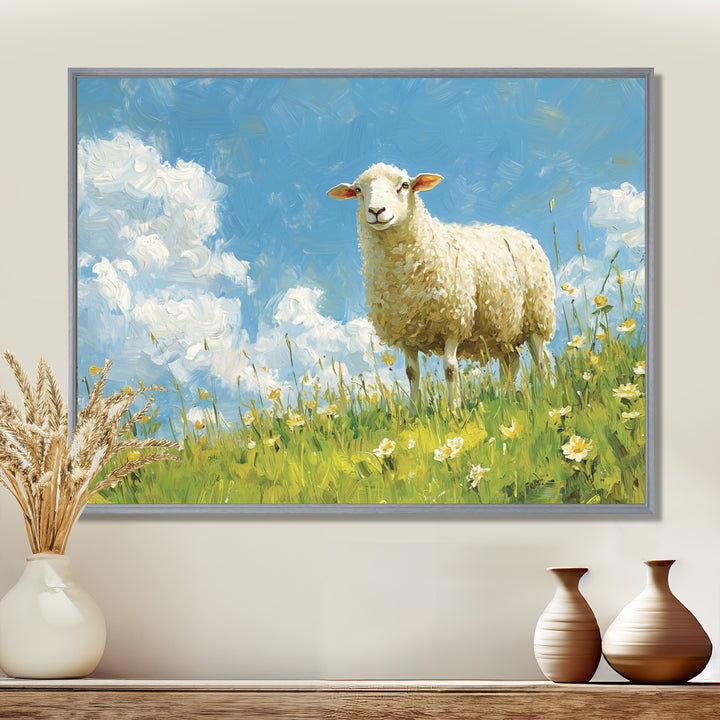Quiet Pasture Sheep Portrait - Sheep Home Decor Art