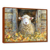 Sheep Floral Portrait At The Barn - Sheep Bedroom Wall Art