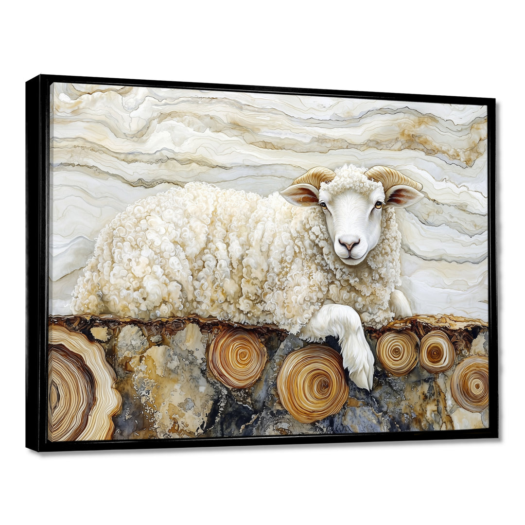Golden Marbled Sheep A Wooden River - Sheep Wall Decor