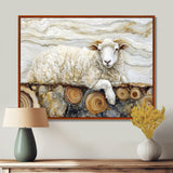 Golden Marbled Sheep A Wooden River - Sheep Wall Decor