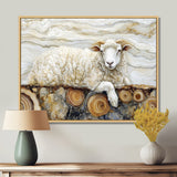 Golden Marbled Sheep A Wooden River - Sheep Wall Decor
