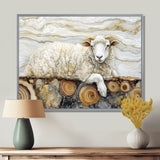 Golden Marbled Sheep A Wooden River - Sheep Wall Decor
