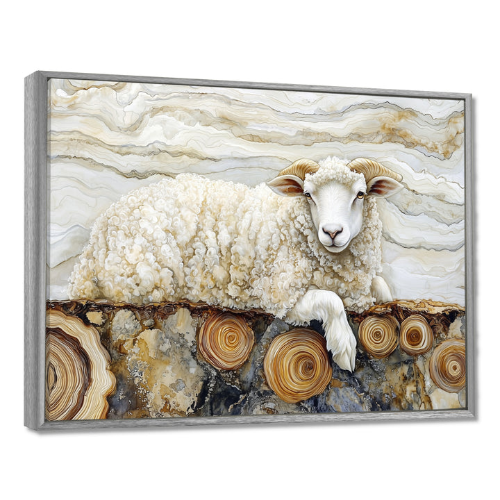 Golden Marbled Sheep A Wooden River - Sheep Wall Decor