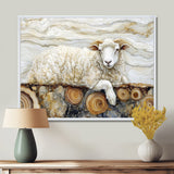 Golden Marbled Sheep A Wooden River - Sheep Wall Decor