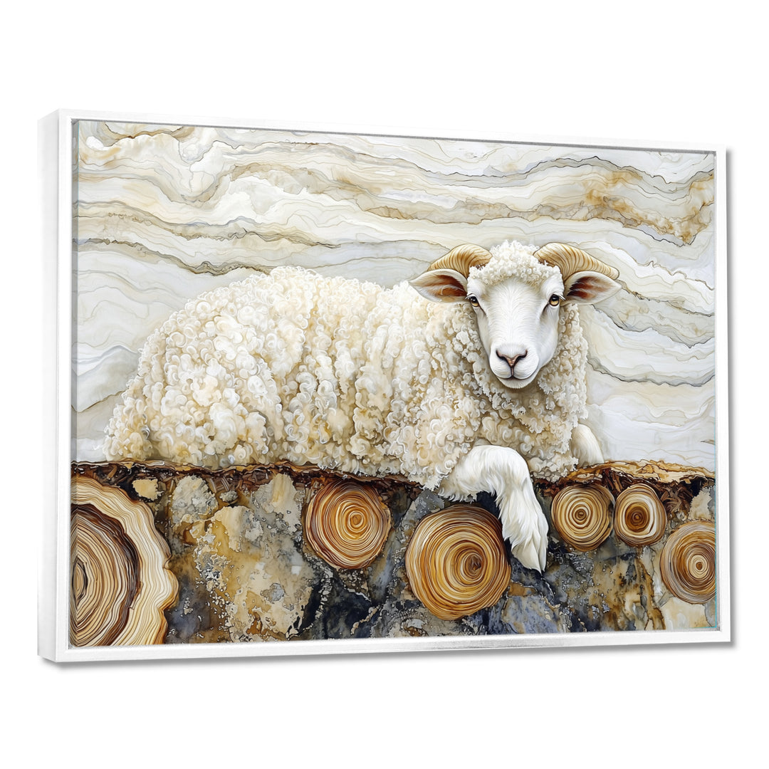 Golden Marbled Sheep A Wooden River - Sheep Wall Decor