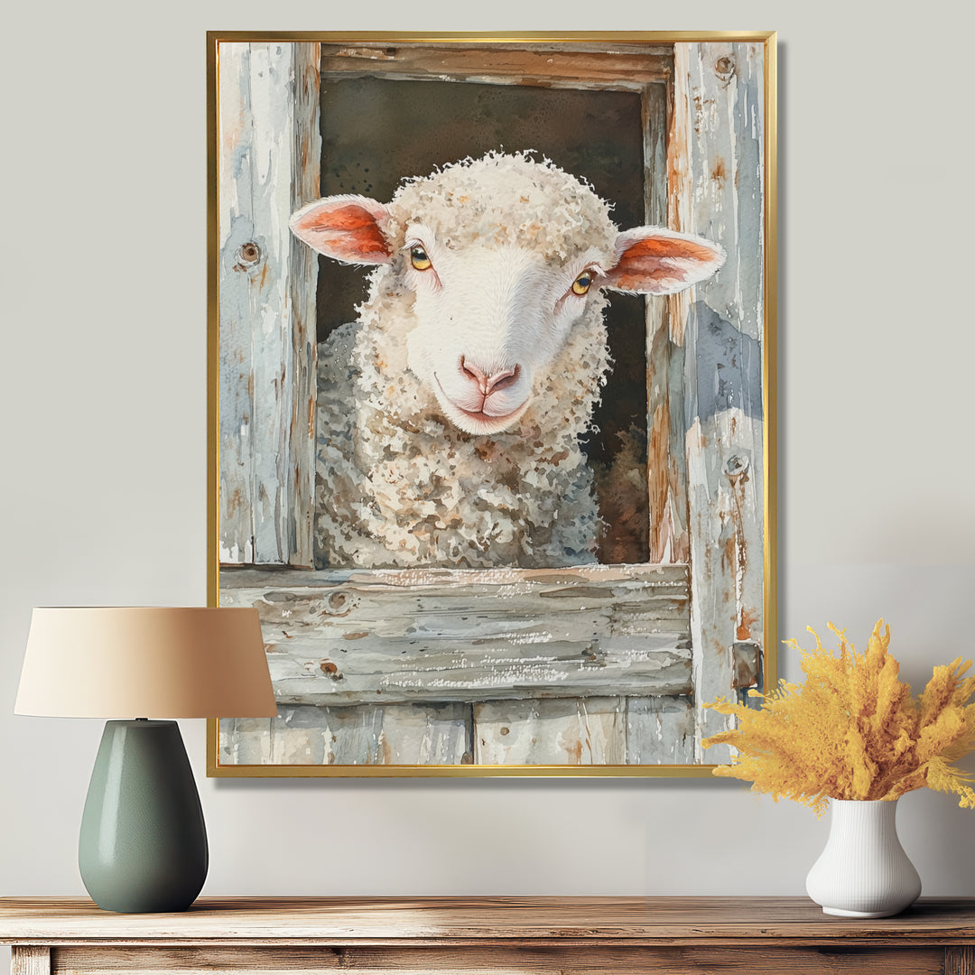 Cute Sheep Portrait At The Farm - Sheep Home Decor Art