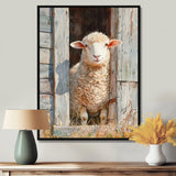 Sheep Portrait At The Barn - Sheep Canvas Wall Art