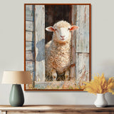 Sheep Portrait At The Barn - Sheep Canvas Wall Art