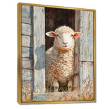 Sheep Portrait At The Barn - Sheep Canvas Wall Art