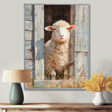 Sheep Portrait At The Barn - Sheep Canvas Wall Art