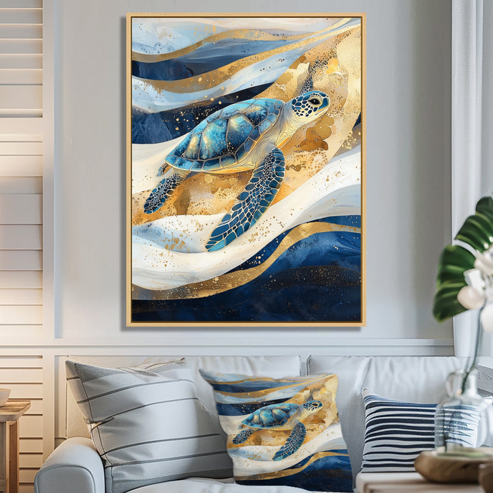 Abstract Waves Of Turtle Trails - Turtle Home Decor Art
