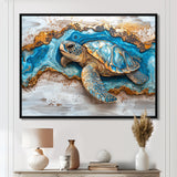 Turtle On Beach Landscape Collage - Turtle Wall Decor
