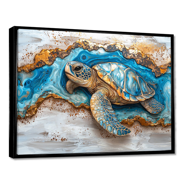 Turtle On Beach Landscape Collage - Turtle Wall Decor