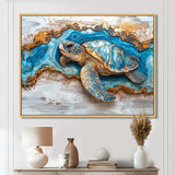 Turtle On Beach Landscape Collage - Turtle Wall Decor