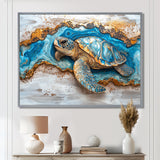 Turtle On Beach Landscape Collage - Turtle Wall Decor