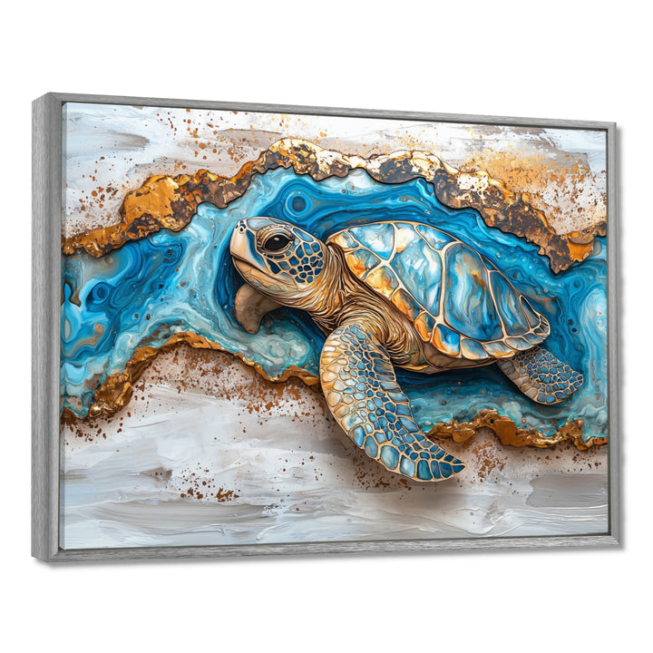 Turtle On Beach Landscape Collage - Turtle Wall Decor