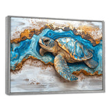Turtle On Beach Landscape Collage - Turtle Wall Decor