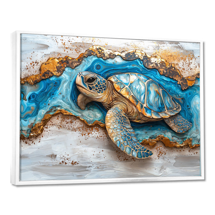 Turtle On Beach Landscape Collage - Turtle Wall Decor