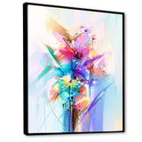 Abstract Colorful Spring Flowers Framed Canvas Vibrant Black - 1.5" Thick