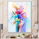 Abstract Colorful Spring Flowers Framed Canvas Matte White - 1.5" Thick