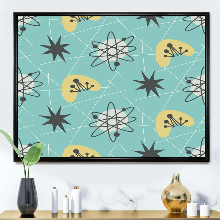 1950 Retro Pattern I Framed Canvas Vibrant Black - 1.5" Thick